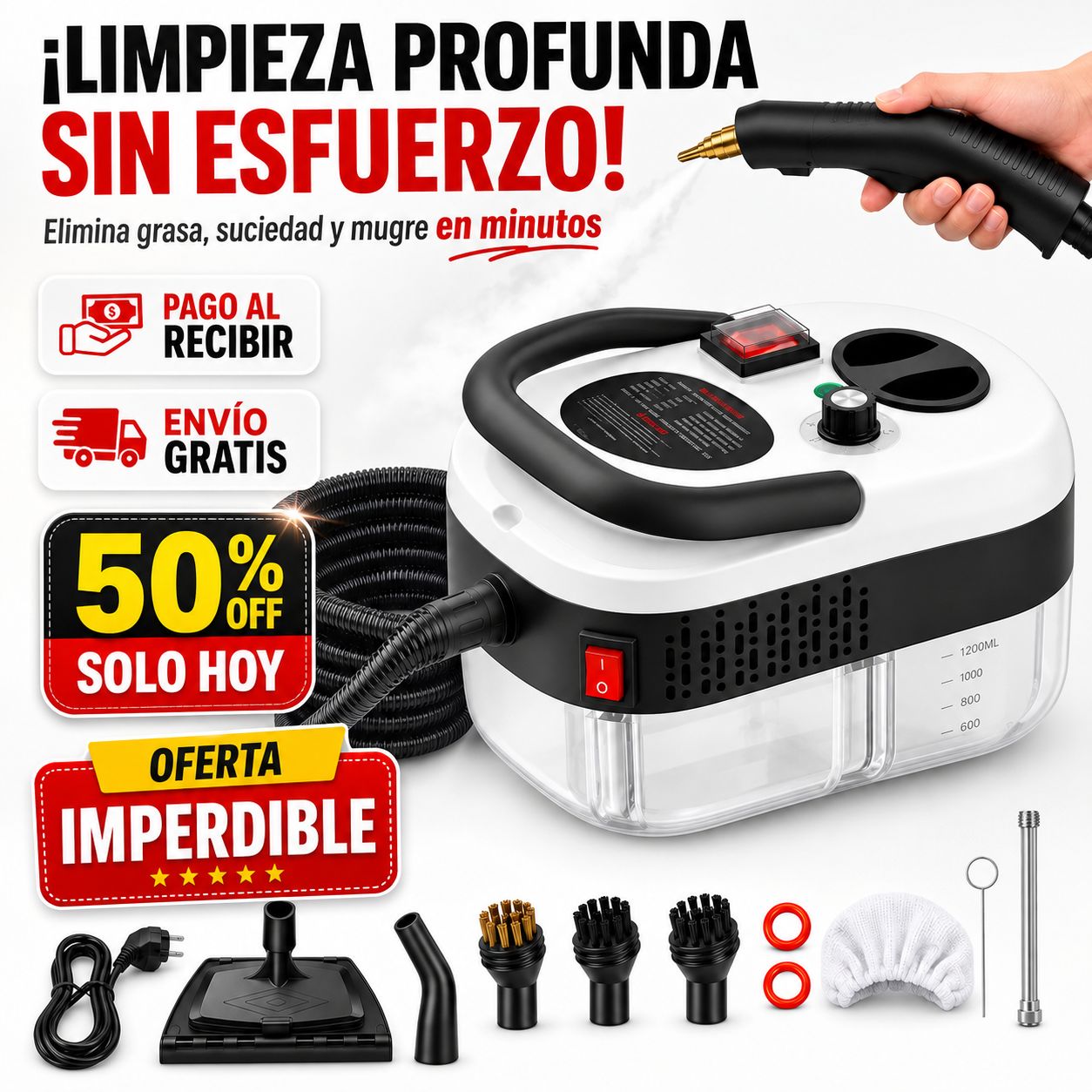 PROMO 🔥 Limpiador a Vapor con Esterilización a Presión – 56% DTO. SOLO HOY