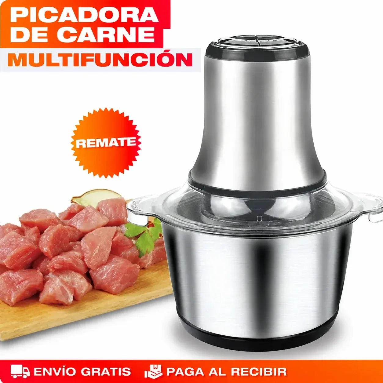 PROMO 🔥 Molino Picatodo Eléctrico 2L de Acero Inoxidable